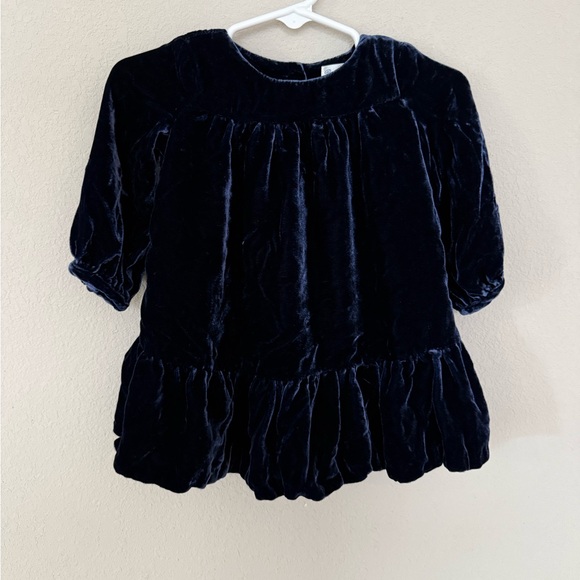 Ralph Lauren Girls Navy Blue Velvet Long Sleeve Dress Size 6 Months - Picture 1 of 6